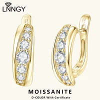 Lnngy Romantic Dazzling Moissanite Huggies Earring Pure 925 Sterling Silver U-shape Hoop Earring For Women Pendientes Brincos