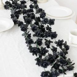 Elegant 250CM Artificial Rose Garland for Wedding and Home Decor (Black)