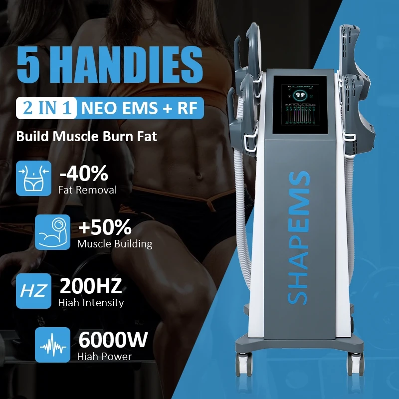 

EMS Slimming Machine 6000W Electromagnetic Muscle Stimulator Weight Loss 4 Handles Pelvic Pad EMS Body Sculpt Machine For Salon