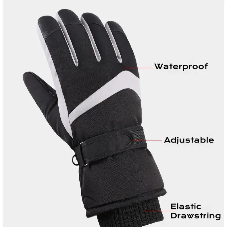 Ski Gloves Men's Winter Cotton Thickened Fleece Warm Windproof Cold Outdoor Cycling Car Waterproof Touch Screen Winter Soft 4