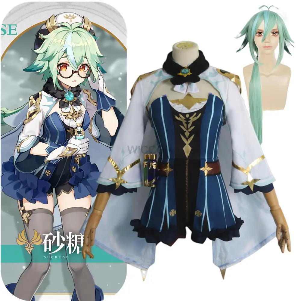 

Anime Genshin Impact Sucrose Cosplay Clothes Saccharose Dress Uniform Halloween Clothes