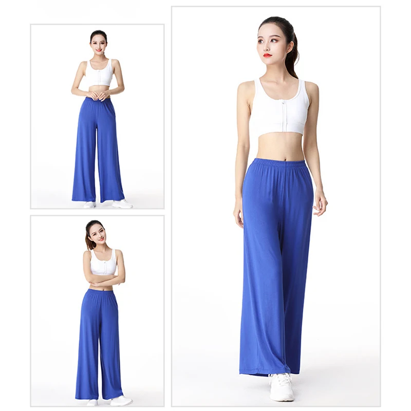Women Casual Loose Yoga Pants Elastic Summer Wide Leg Pants Lady Workout Bloomers Gym Trousers Fitness Sport Dance Harem Pants