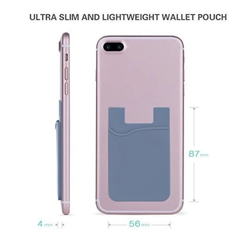 Silicone Mobile Phone Back Pocket Women Men Card Holder Case Soft Elastic Non-slip Cell Phone Stick Adhesive Card Holder Wallet