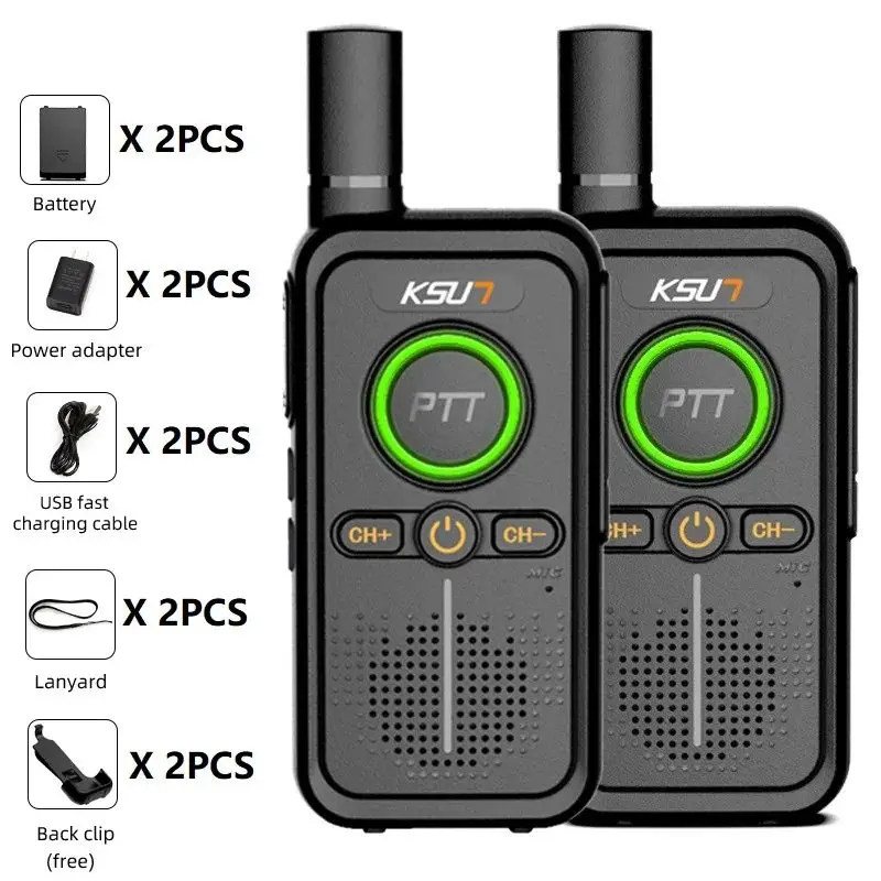 

Walkie Talkie 2 PCs included USB type C rechargeable life two way radio Mini scanner radio portable station transceive KSUT LT