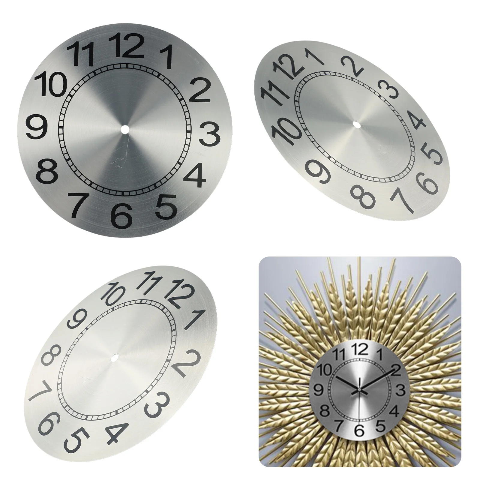 Replacement Clock Dial 9.5 Inch Clock Face DIY Quartz Wall Clock Advanced Appearance Aluminum Plate Clear Numerals 5