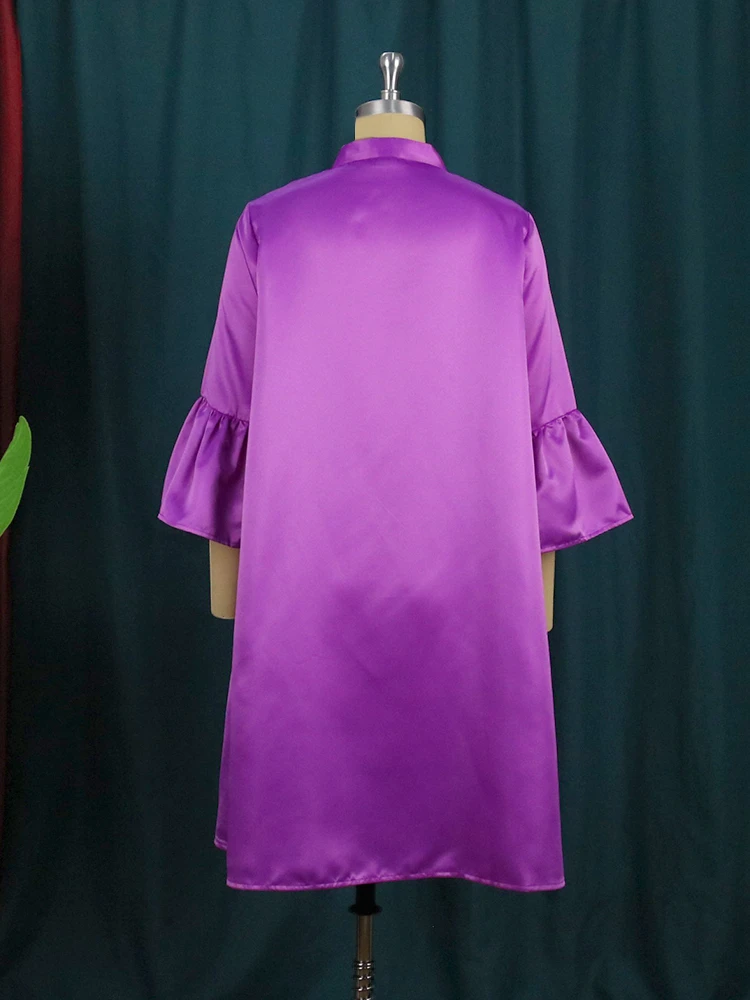 Dresses Plus Size Three Quater Lantern Sleeve Oversized Knee Length Casual Office Lady Evening Birthday Party Afircan Gowns XXXL