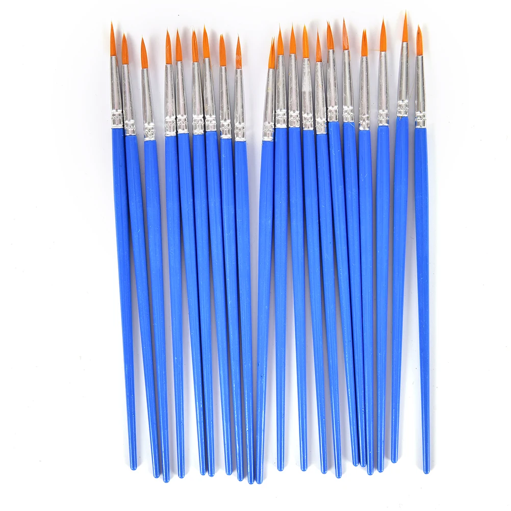 10Pcs Highquality Nylon Hair Artist Paint Brush Acrylic Watercolor Round Fine Hand Point Tip