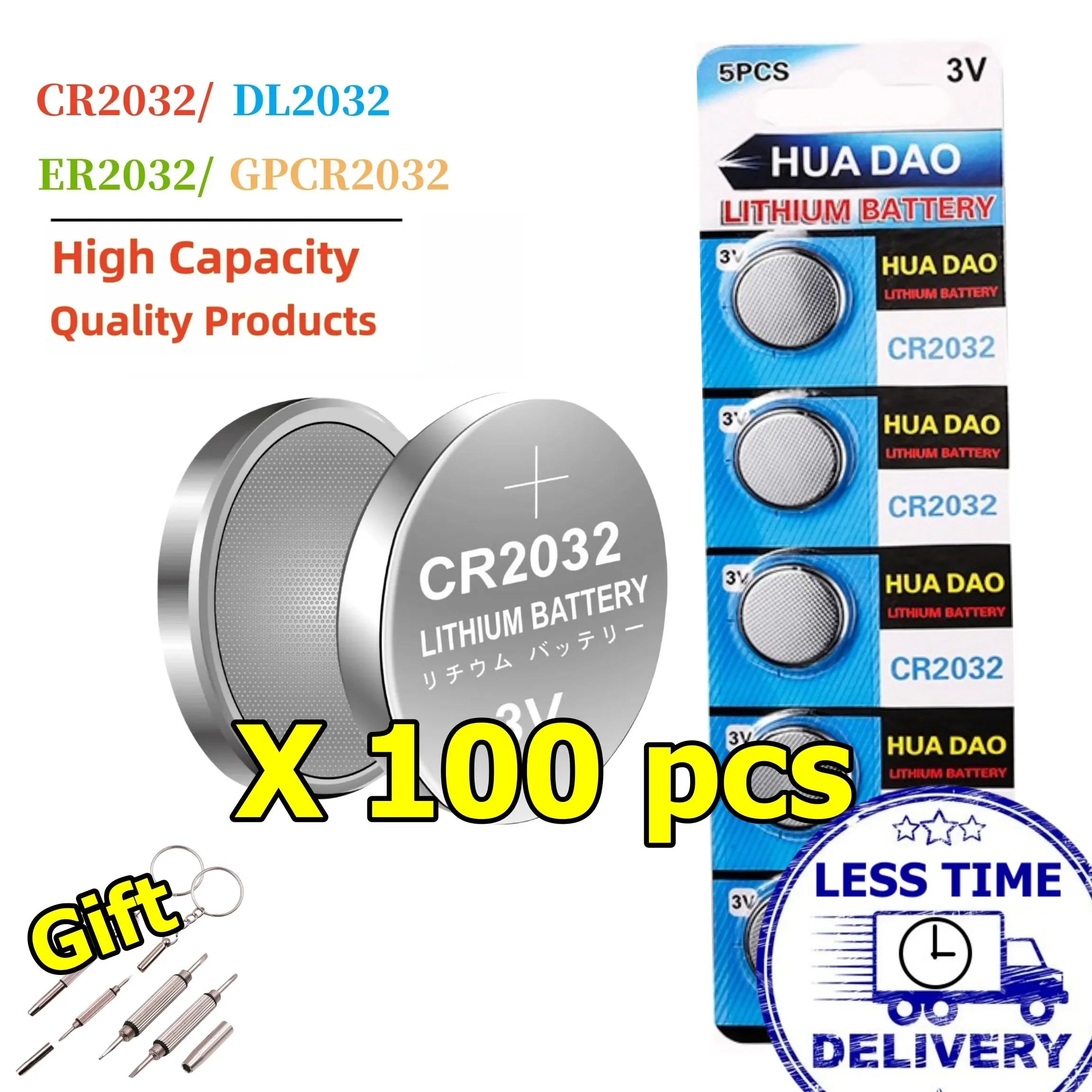 

CR2032 CR 2032 3V Lithium Battery DL2032 ECR2032 BR2032 For Remote Control Watch Car Key Clock Electric Toy Button Coin Cell