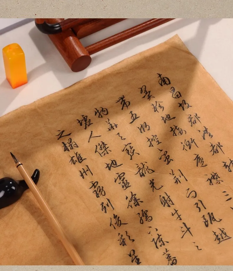 50 Blatt gealtertes chinesisches Kalligraphie-Xuan-Papier, 34,8 x 16,53 Zoll, antik aussehendes altmodisches Kunstpergament-Reis-Vintage-Papier – Detail 3
