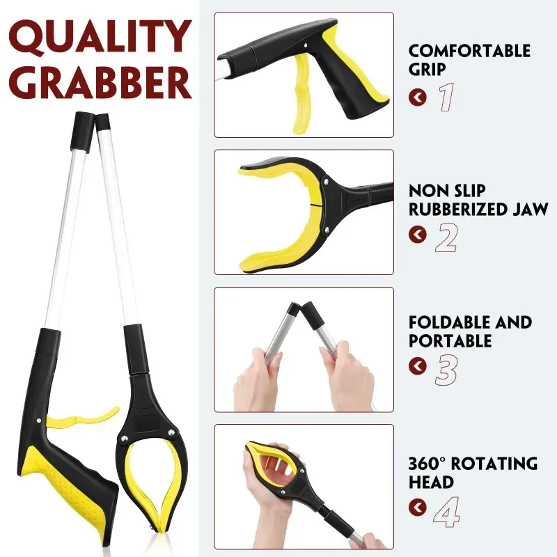 

Foldable Grabber Extender Pick Up Grabber Garbage Clip Sanitation Tool Rubbish Pickup Foldable Clamp Suction Cup Claw Hand Plier