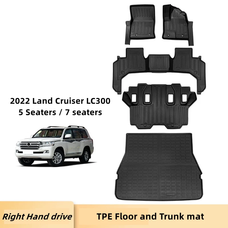 

Custom Fit for 2021-2023 Toyota Land Cruiser LC300 Accessories Car Floor Mat Waterproof TPE ECO Rubber Trunk Mat 7 Seat 5 Seats