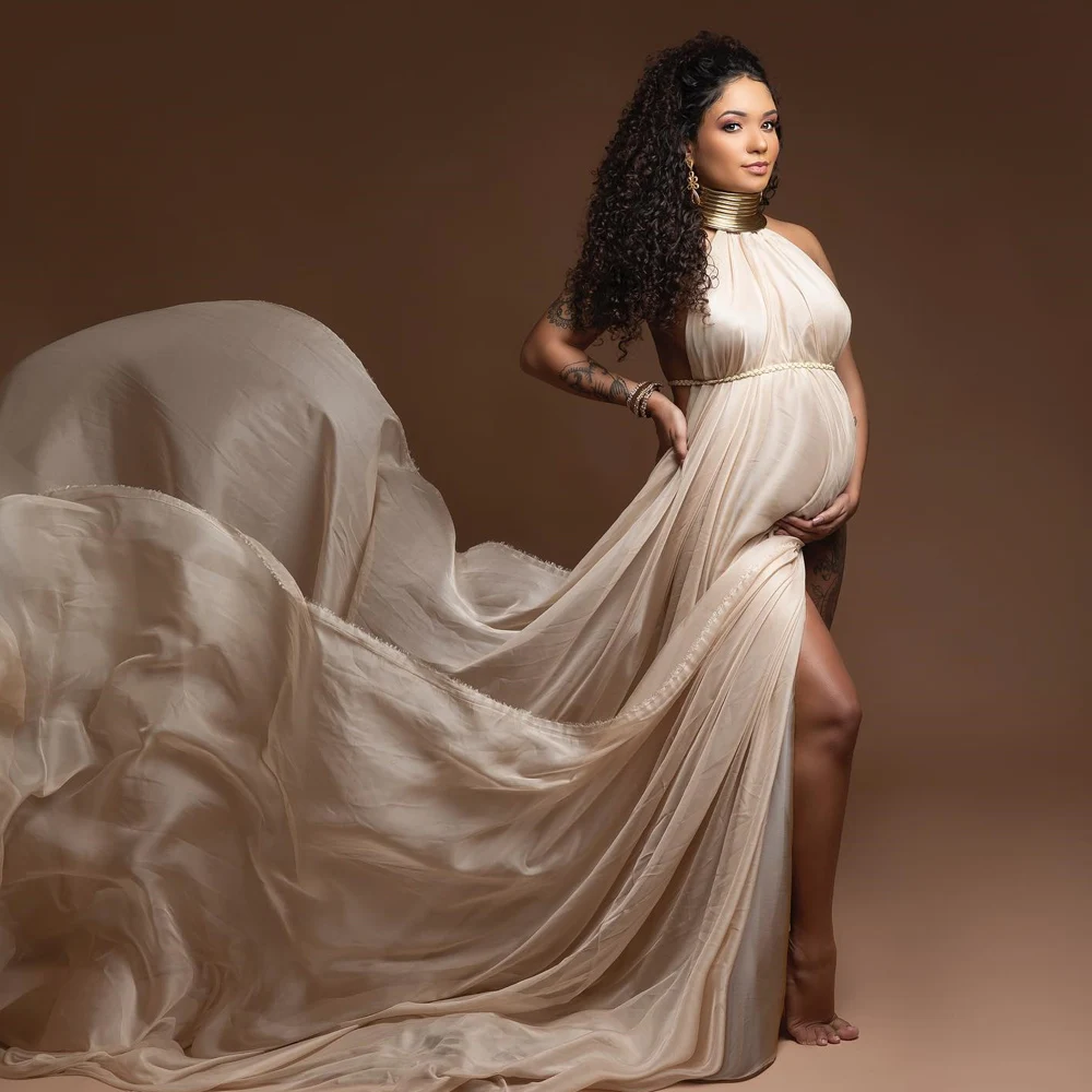 maternity photography props pregnant women noble long white elegant dress romantic photo shoot fancy costume free shipping White Maternity Long Dresses Photography Posing Props Sexy Elegant Gold Color Leather African Shoot Studio Dress