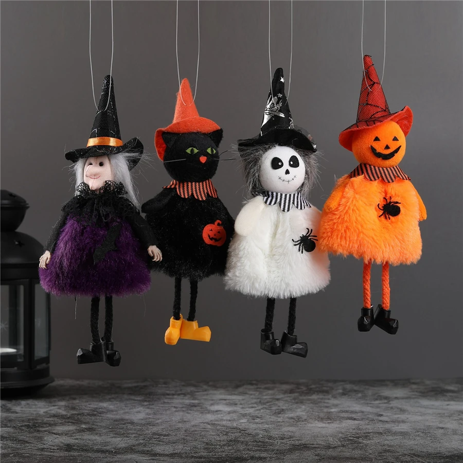 

Halloween Decor Hanging Ornaments Pumpkin Witch Black Cat Skeleton Round Body Belly Drop Halloween Decoration Dolls Kids Gift