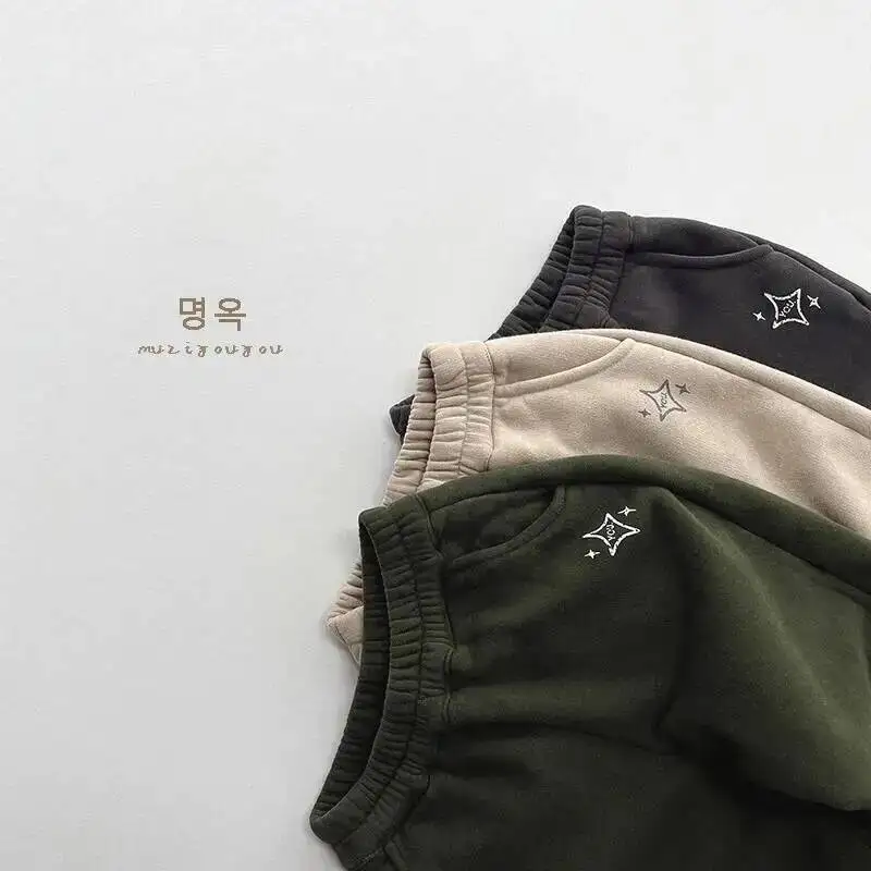 Herbst Winter Kinder Hosen 1-8Y Jungen Dicke Warme Fleece Druck Jogginghose Harem Hosen Jogger Kleinkind Tragen Für Kinder Kleidung – Detail 16