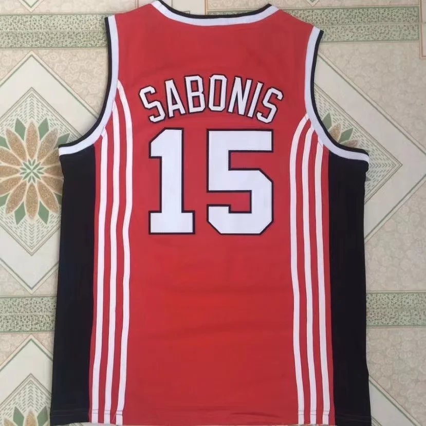Men Sabonis 15 Red CCCP Tank Basketball Sportwear Tops Embroidery Stitched Outdoor Sportswear Breathable Movie Fashion Jersey