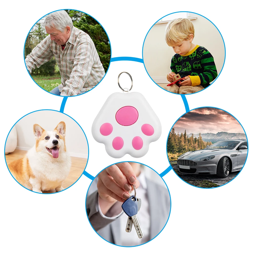 Smart Bluetooth Airtag Mobile Phone Alarm Gps Tracker Dog Paw Key Chain Pet Gps Mini Locator
