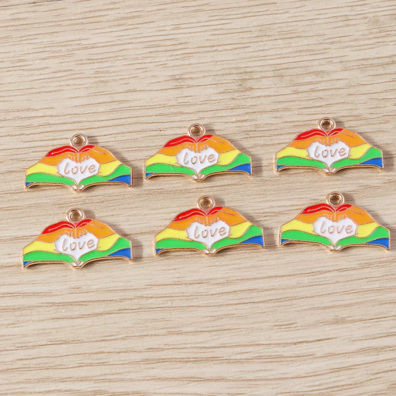 10 Stück niedliche bunte Regenbogen-Liebesherz-Anhänger für die Herstellung von Halsketten, Ohrringen, Armbändern, DIY-Handwerk, Schmuckzubehör – Detail 30