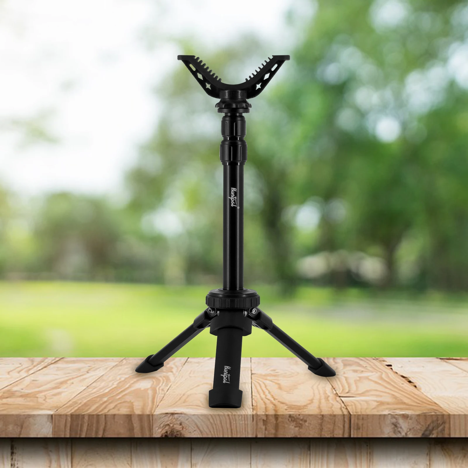 Portable Shooting Tripod Lightweight Aluminum Height Adjustment Shooting Stick with V Yoke Holder Hunting Outdoor Tripod Bench