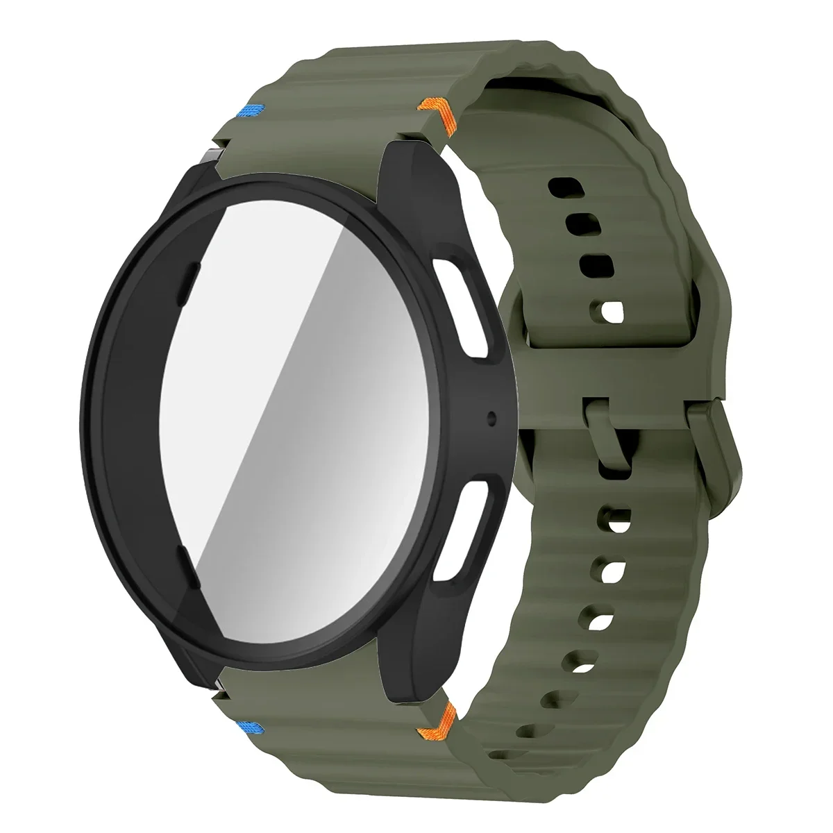 Enhanced Silicone Band and Bumper Case with Tempered Glass Screen Protector