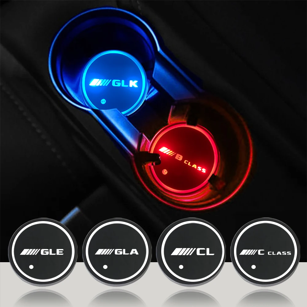 자동차 물컵 병 램프 자동 홀더 매트 패드, 발광 코스터 조명, 메르세데스 벤츠 A B C CL CLA CLC CLK CLS E G GL GLA 클래스용