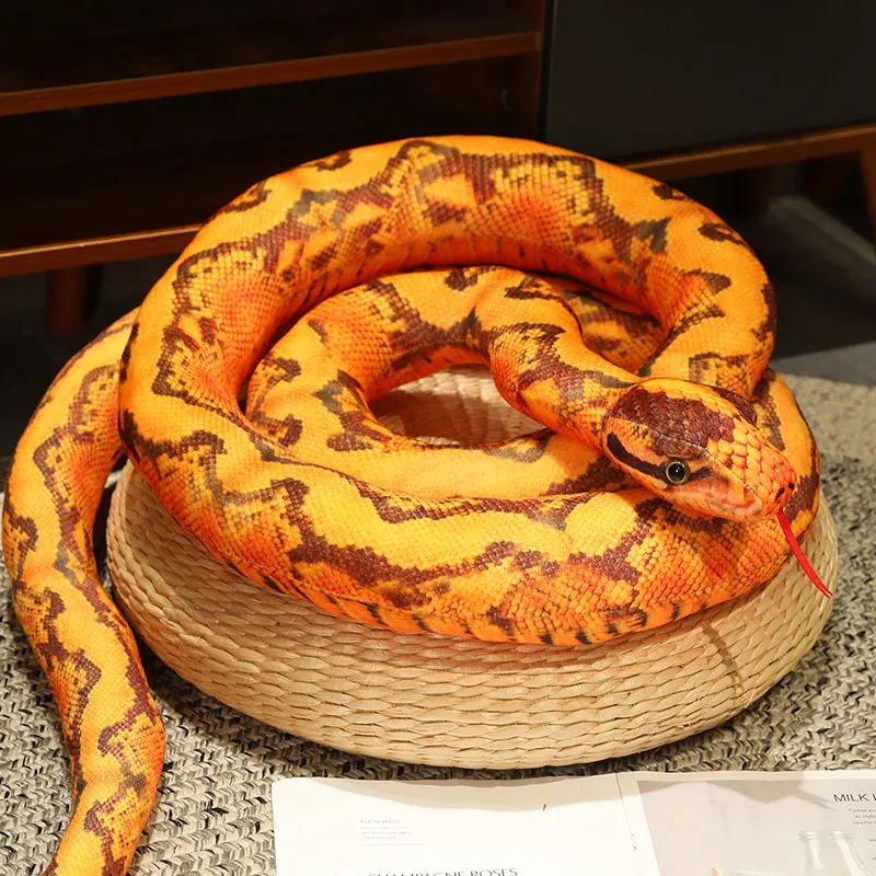 thumbnail image 1 of 100-300cm Artificial Python Plush Toy Long Snake Yellow Orange Green Python Plush Toy Decorate The House Holiday Decorations, 1 of 5