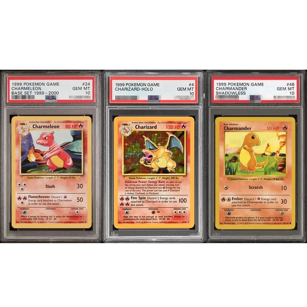 1999 PTCG DIY Proxy Graded Collection Kartenspiel Charmeleon Glurak Basis-Set 1999-2000 24/46 Gem MT 10 Holografisches Etikett Karte – Detail 2