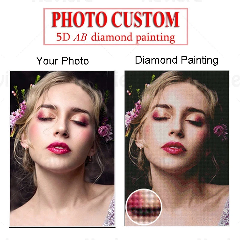 

5D Photo Custom AB Diamond Painting Big Size Customize Picture Full Square/Round Drill Cross Stitch Kit Home Decor