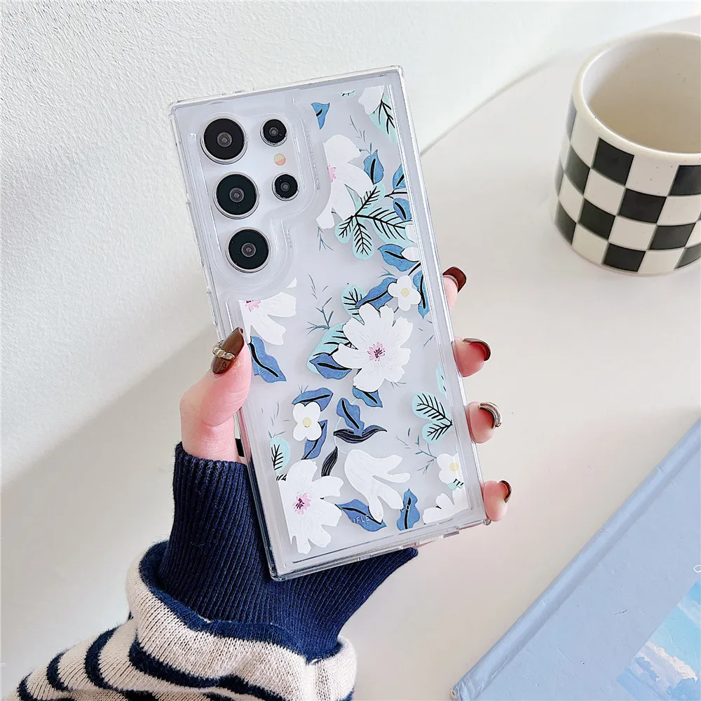 Coque de téléphone Samsung en Silicone transparent, étui antichoc pour S24, S23, S22 Ultra Plus, S20FE, S21FE, S23FE, Note 20, fleur_voghion.com