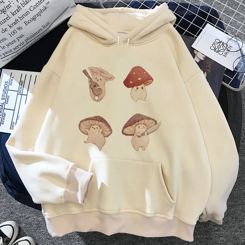 

Mushroom hoodies women 2023 streetwear aesthetic long sleeve top Hood pulls women graphic Hood