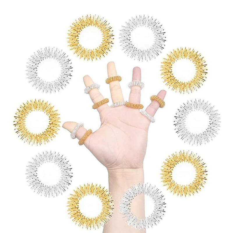 

1 Pc Hot Sale Finger Massage Sujok Ring Acupuncture Ring Health Care Body Massage Chinese Medicine Color Gold