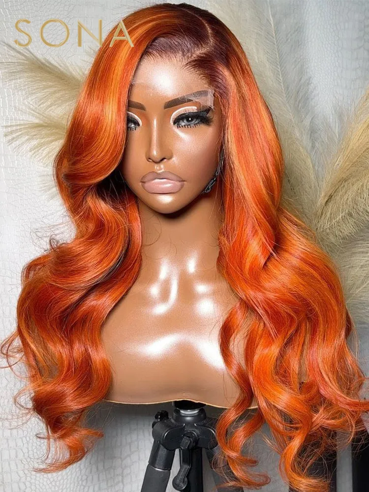 

Transparent 13x6 Lace Frontal Wigs Orange Ginger Body Wave Lace Front Wig Colored Human Hair Wigs For Women Pre Plucked