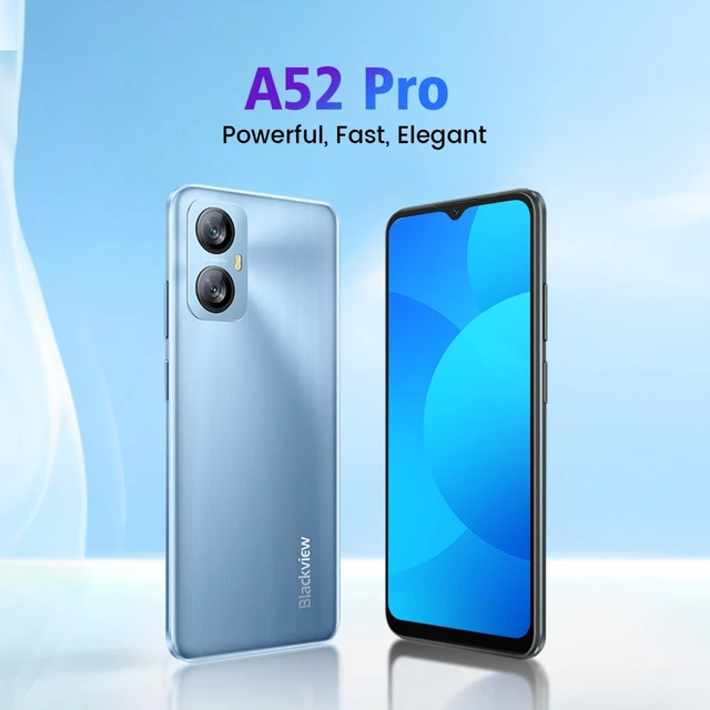 Smartphone Pas Cher Blackview A52 6.5 pouces 2Go+64Go 5180mAh 5MP+13MP  Android 12 Telephone portable 4G Face ID - Bleu Glace