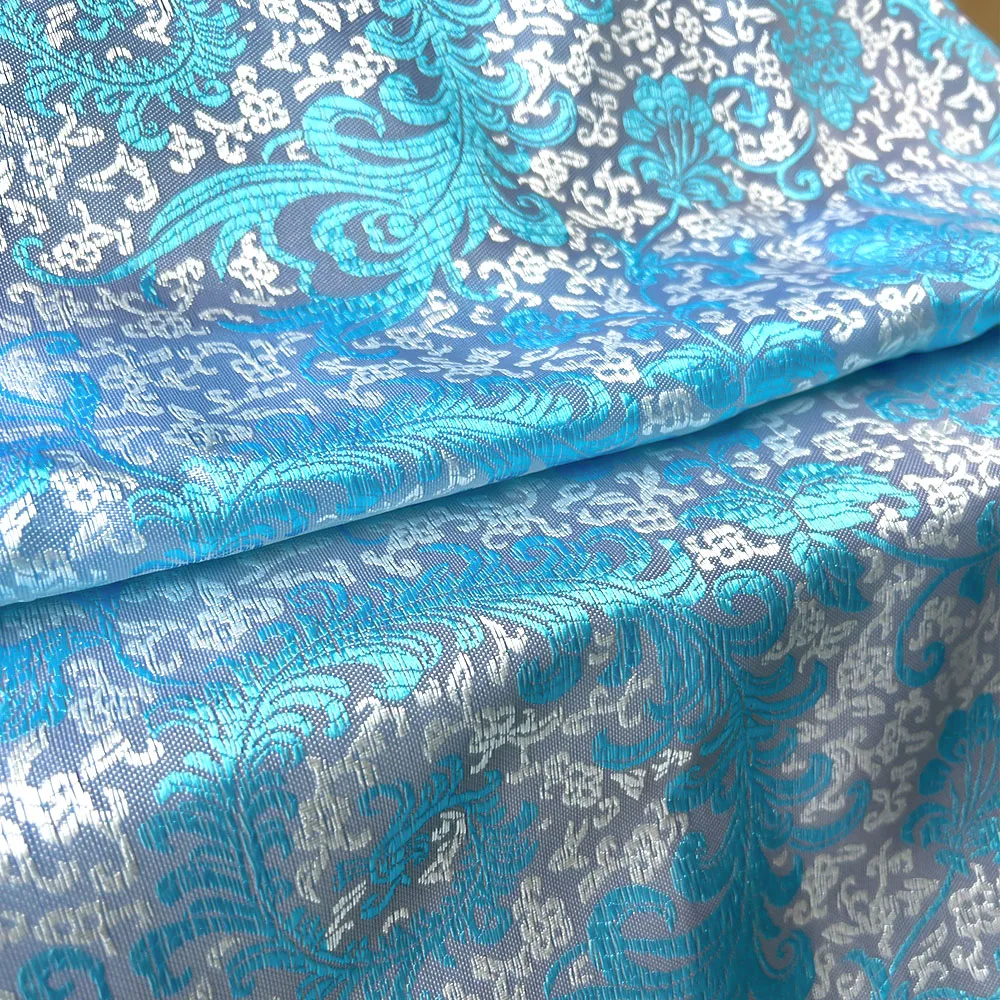 Brocade Jacquard Fabric Floral Feather Pattern Damask Silk For Sewing Women Dress Cap DIY Craft Home Textiles Curtain Tablecloth
