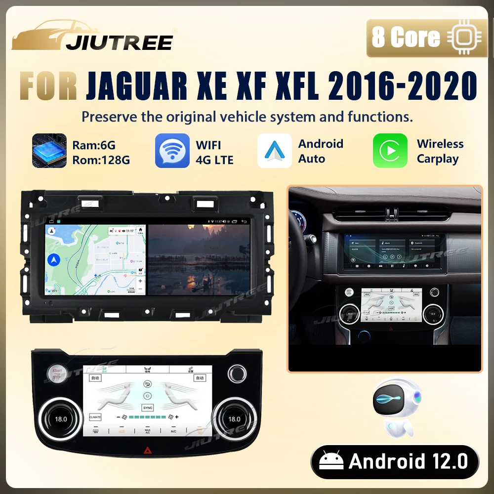 

For Jaguar XE XF XFL 2016 2017 2018 2019 2020 Android Car Radio Multimedia Player GPS Navigation Head Unit With Climate AC Panel