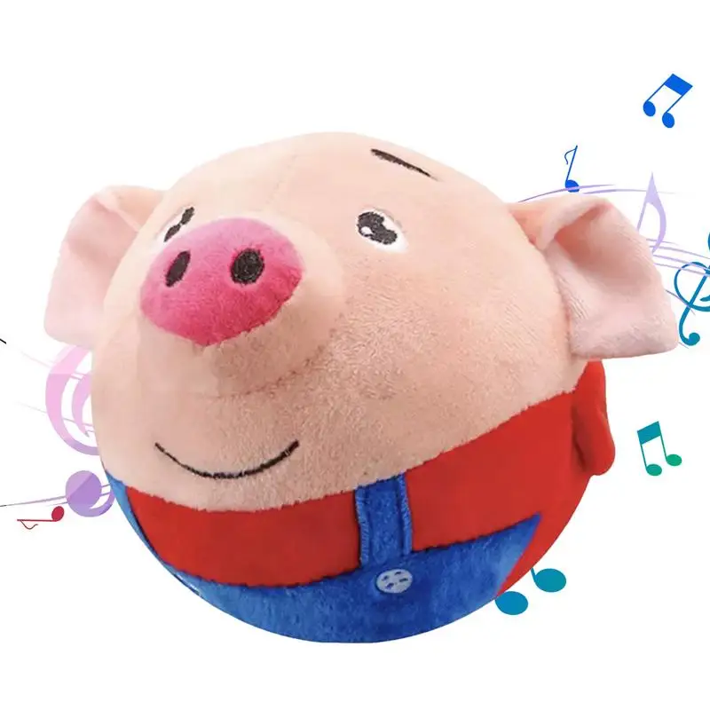 

Electric Pig Plush Toy Cute Pet Bouncing Jump Ball Singing Speaking Interactive Plush Doll Toys for Pets Cats Medium Dogs