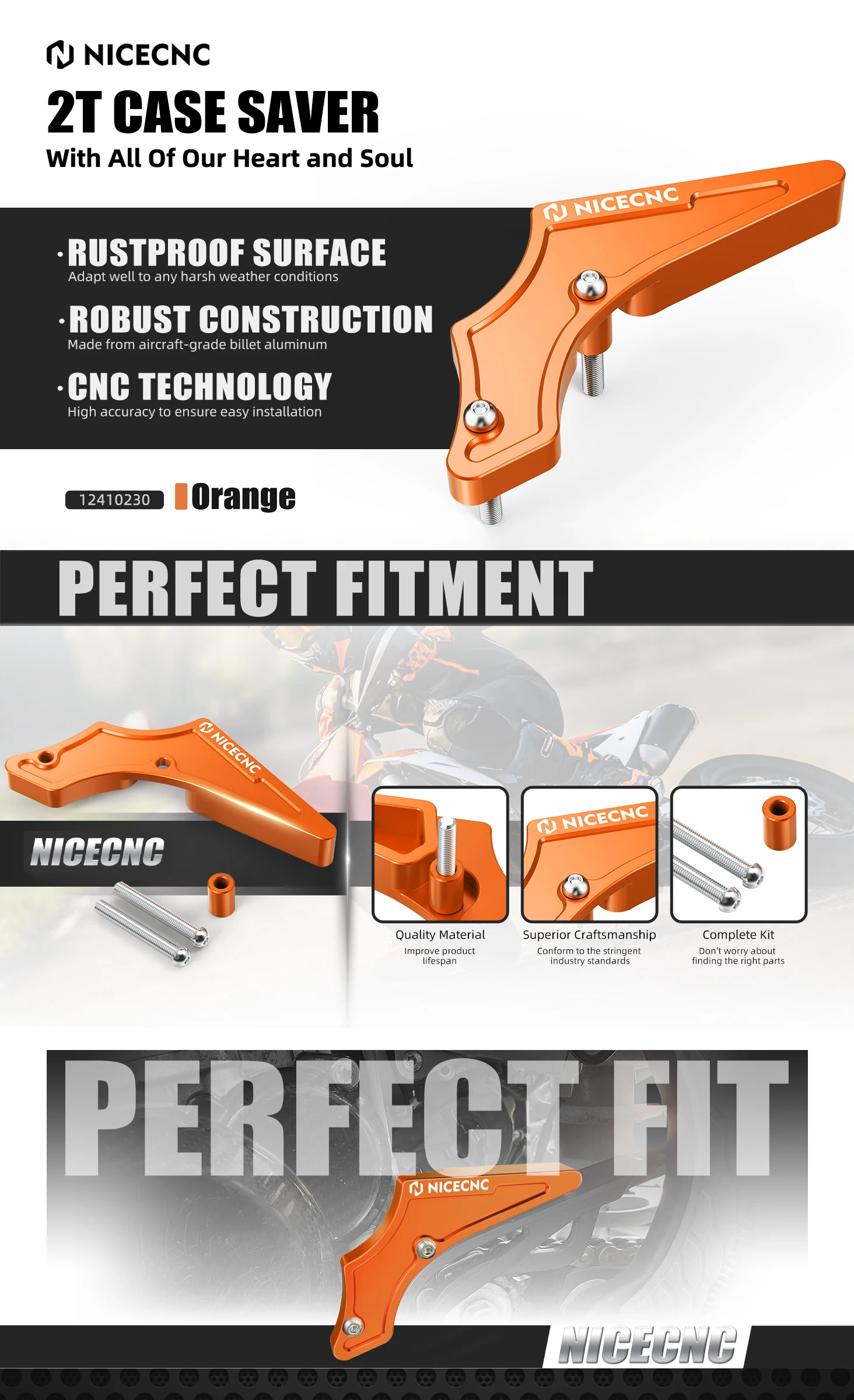 Für KTM EXC XCW TPI 250 300 2017-2023 SX250 XC300 SX XC 250 300 2017-2022 Aluminium 2T Fall Saver NICECNC Motorrad Zubehör – Detail 2