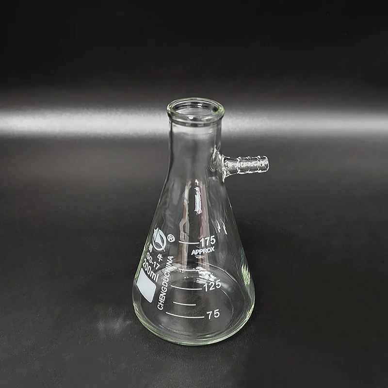 Filtering Flask Narrow Neck with Graduations Capacity 50mL-10000mL Triangle Flask with Tubules Filter Erlenmeyer Bottle