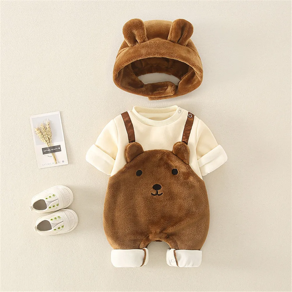 Cartoon Bear Baby Romper with Hat - Momorii