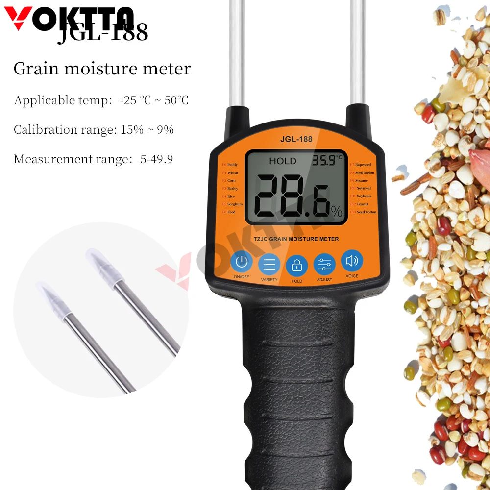 

Digital Multifunctional LCD Grain Moisture Meter Water Content Analyzer Smart Sensor Humidity Tester for Wheat Corn Rice