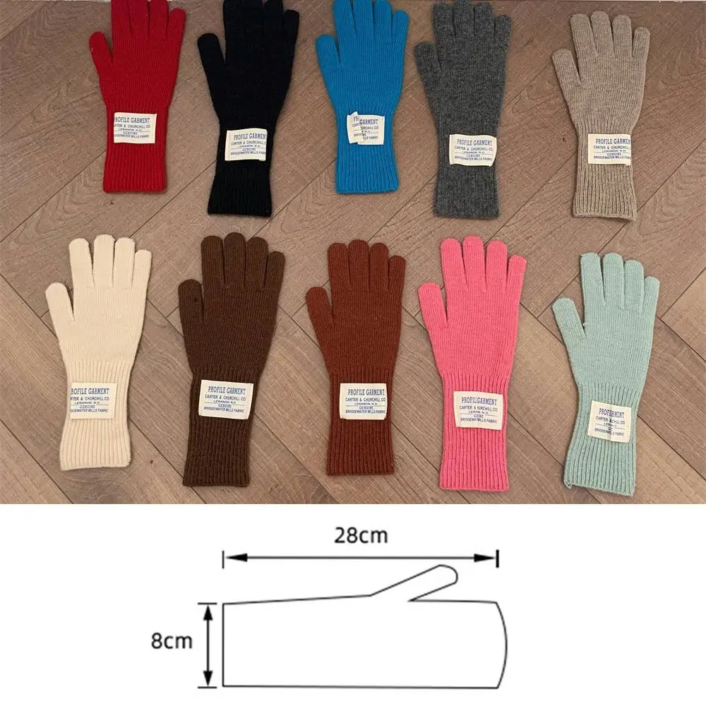 Keep Warm Knitted Gloves Fashion Cold Proof Windproof Touch Screen Gloves Pure Color Long Wrist Full Finger Gloves Winter
