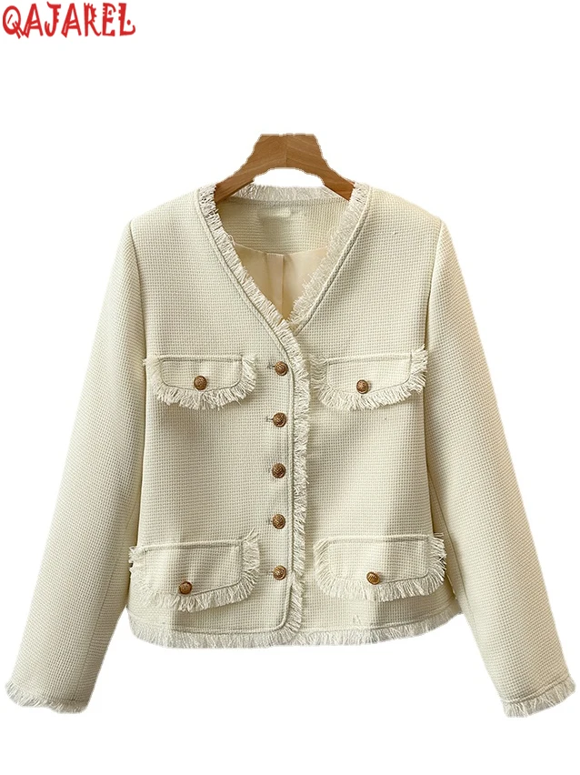 

Women Korean Vintage Elegant Woolen Coats 2024 Fashion Chic Loose Formal Coats Autumn Winter Black Thick Warm Cardigan Jackets