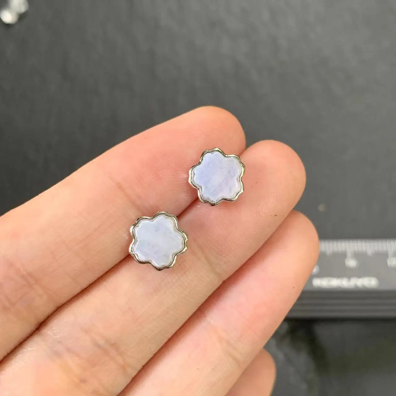 Natural Blue patterned agate 925 Sterling Silver Stud Earrings for women Jewelry Gift Prevent allergy gem jewelry Genuine stone