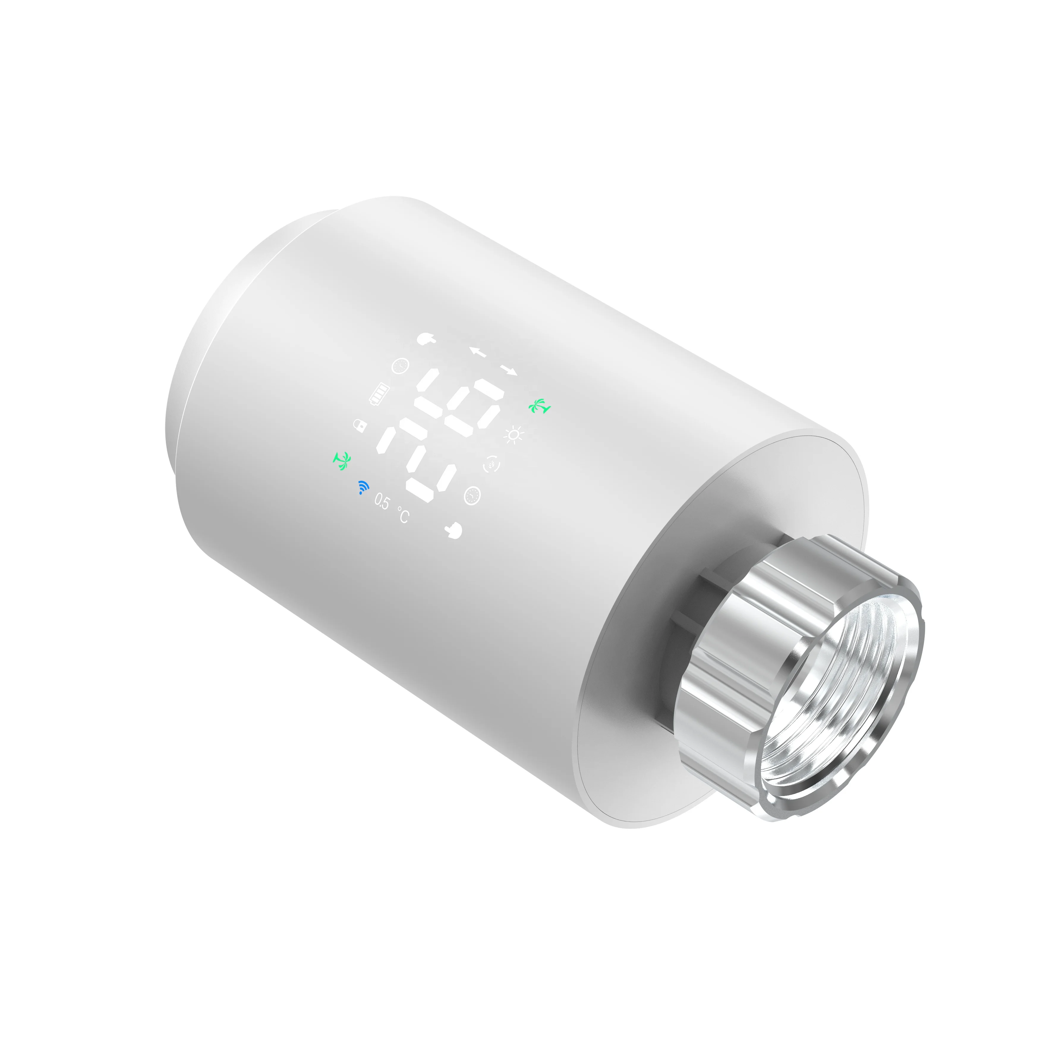 หัวควบคุมอุณหภูมิหม้อน้ำอัจฉริยะ ควบคุมผ่าน WiFi พร้อมเซ็นเซอร์วัดอุณหภูมิเสียง วัสดุ ABS สำหรับบ้าน ระบบทำความร้อนใต้พื้น 3V 1