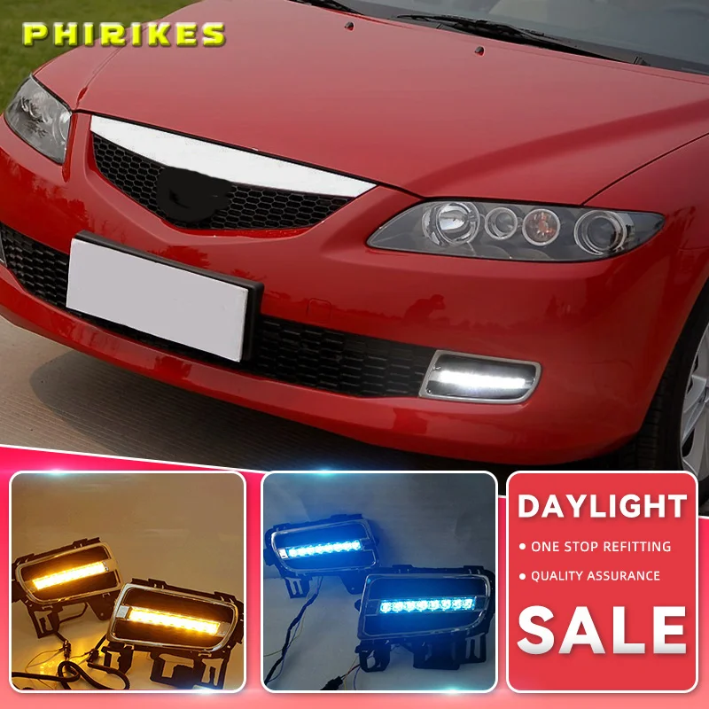 

Дневные ходовые огни для Mazda 6 Mazda6 2005 2006 2007 2008 2009, дневные ходовые огни, противотуманная фара, 1 пара, 12 В дневного света