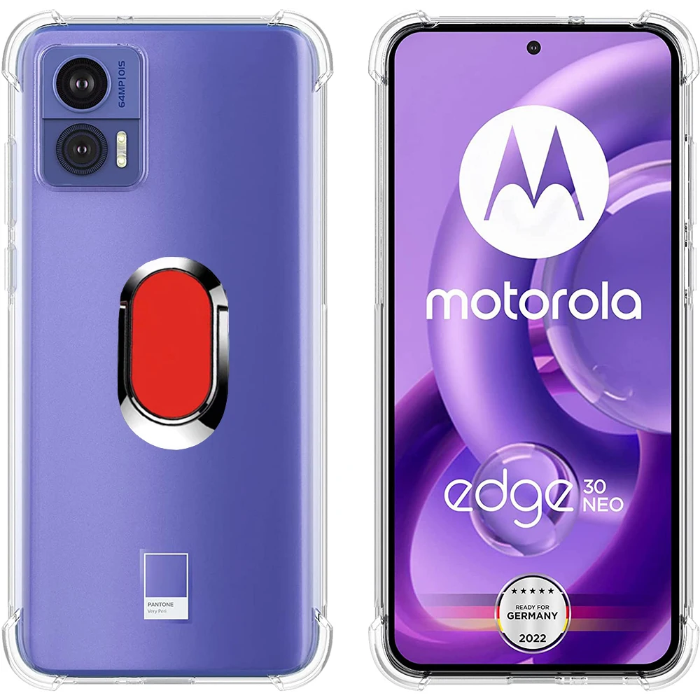 Фото Ring Holder Case For Moto Edge30 Neo Soft TPU Reinforced Corners Shockproof Cover for Motolora Moto Edge 30 Neo Lite Pro Ultra №2