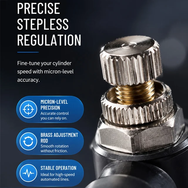 5PCS SL Type Pneumatic Speed Regulating Valve - 8mm Tube 1/8" 1/4" 3/8" 1/2"  Thread Throttle Fitting Air Hose Quick Connectors 2