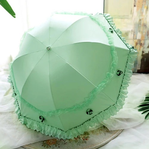 Ombrello parasole da donna in pizzo, protezione anti-UV, parasole UPF 50+, leggero e portatile, pieghevole, per sole/pioggia/neve