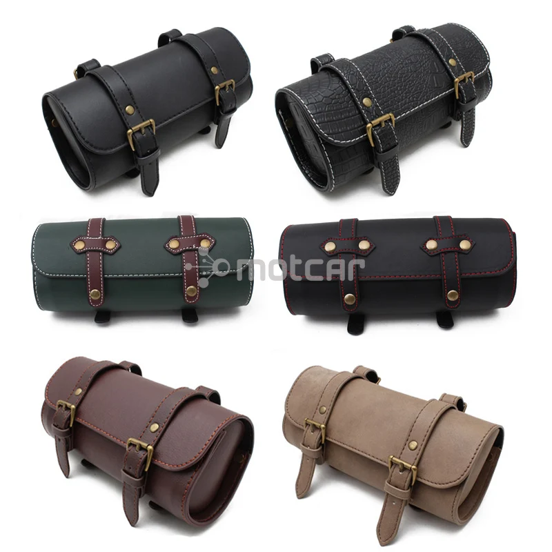 

PU Motorcycle Cruiser Tool Bag Fork Barrel Shape Handlebar Front Fork Bag Black Handlebar Front Fork Bag Motorcycle Saddlebag