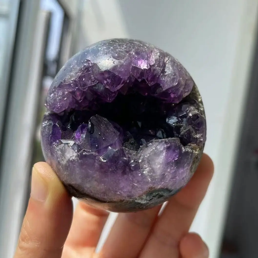 

Natural Amethyst Opening Ball Crystal Smile Ball Feng Shui Decorative Ball Healing Stone Global Sphere Home Decor