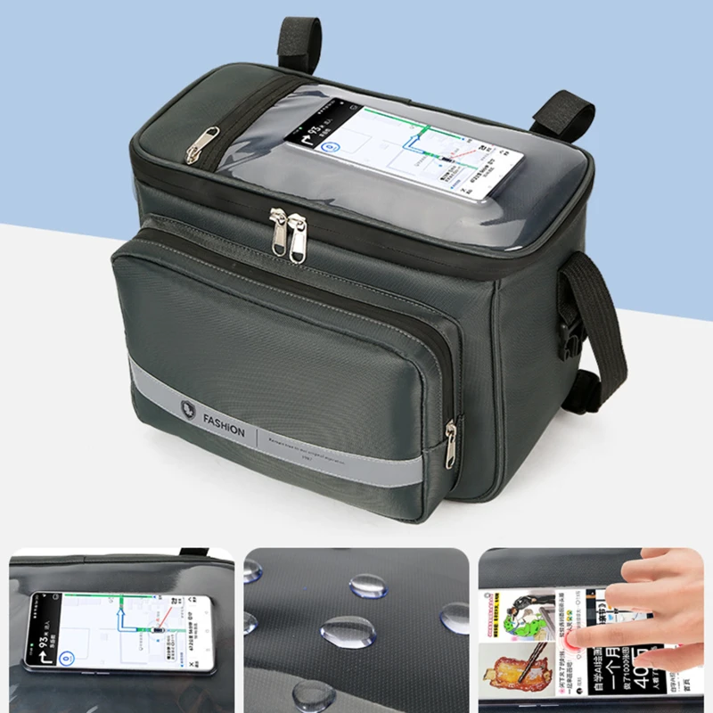

Front Handlebar Bike Bag Waterproof Bicycle Pannier Large Capacity Bike Accessories Cycling Shoulder Backpack Phone Support Bag